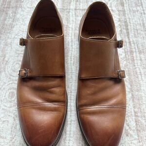 Warfield & Grand Tan Leather Double Monk Strap Shoes